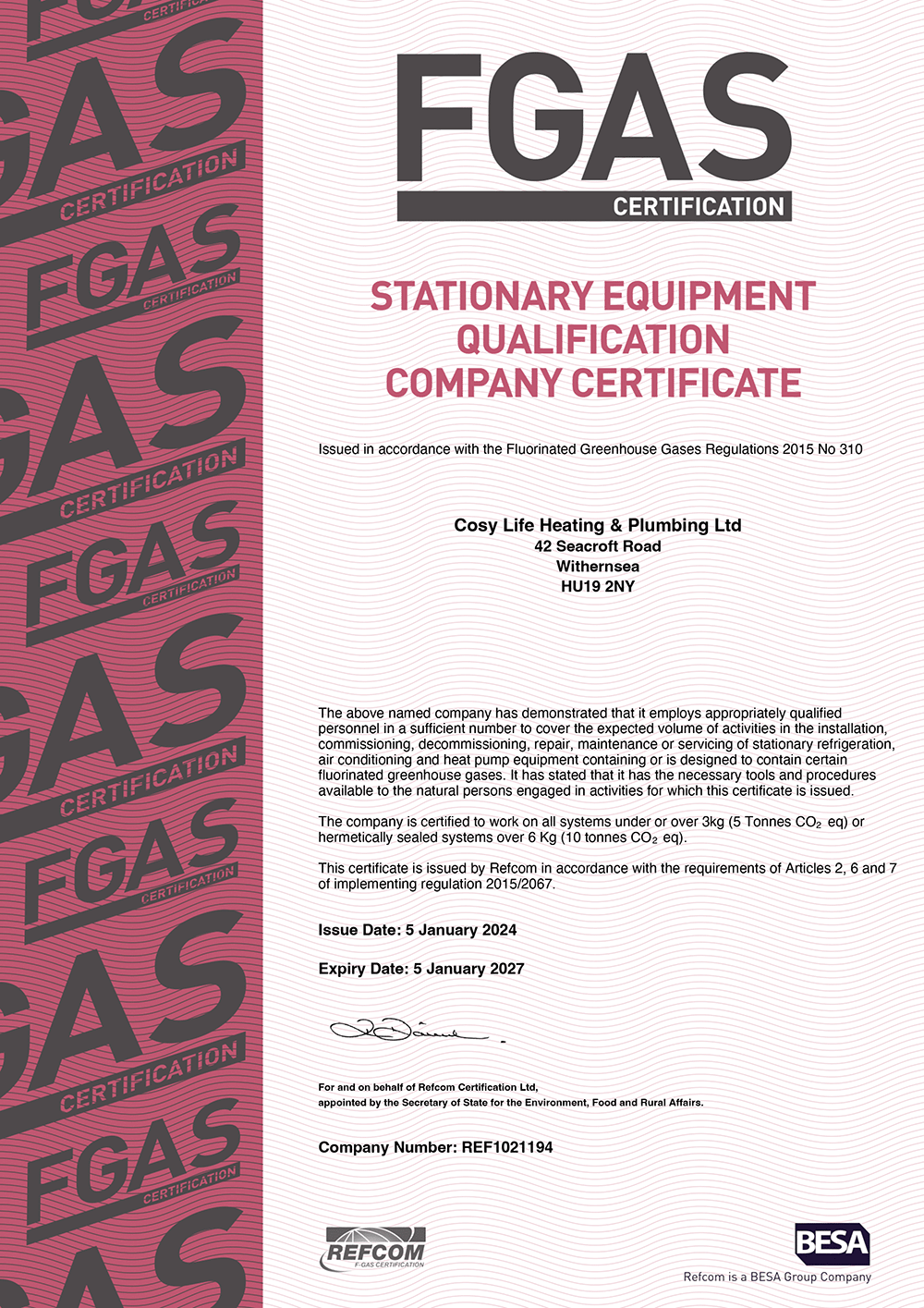 F-Gas certification